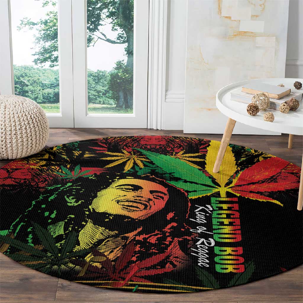 King Of Reggae Legend Bob Round Carpet Rasta Cannabis LT14