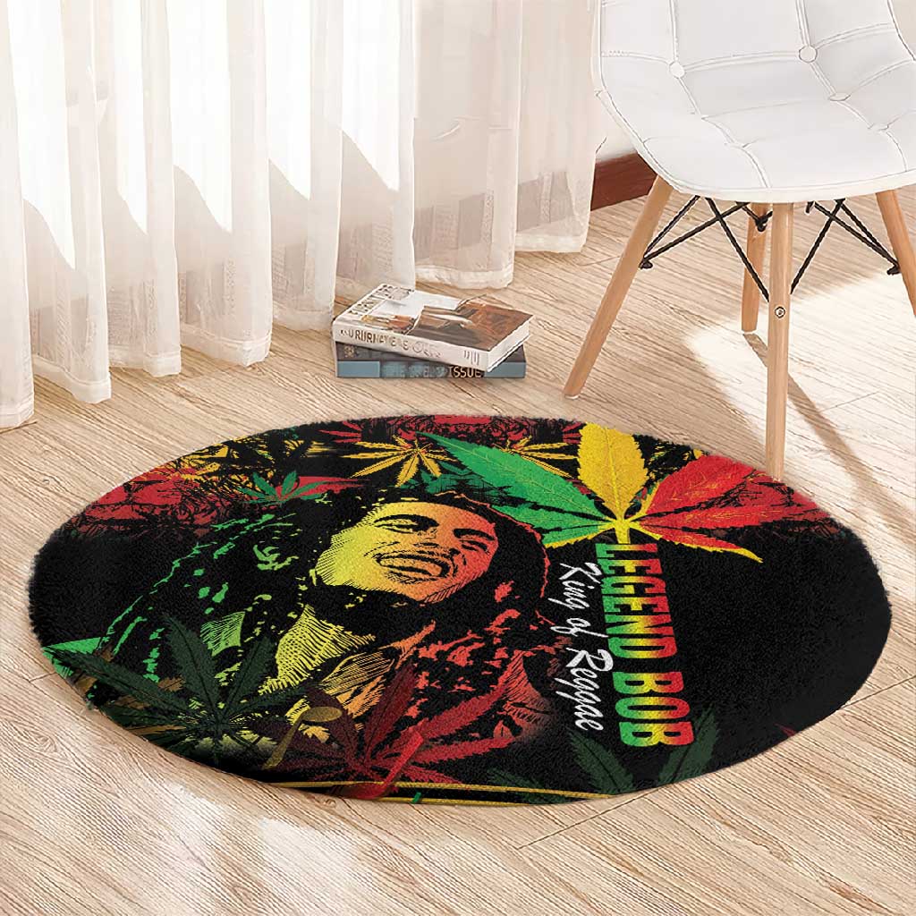 King Of Reggae Legend Bob Round Carpet Rasta Cannabis LT14