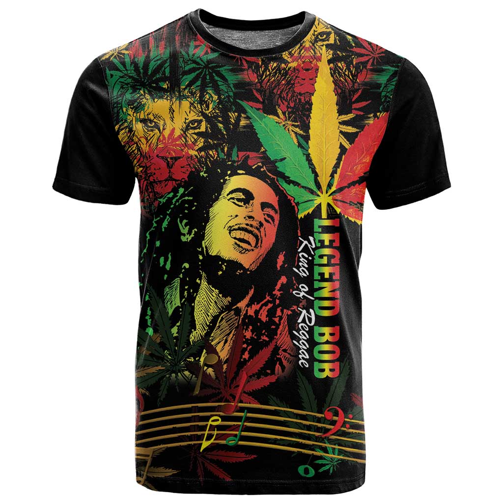 King Of Reggae Legend Bob T shirt Rasta Cannabis LT14