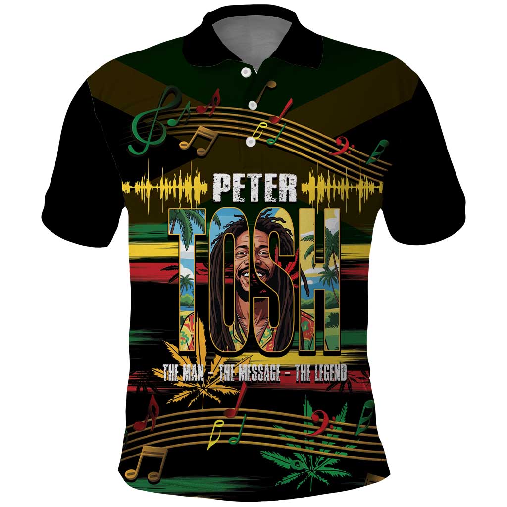Jamaica Reggae Legend Tosh Polo Shirt Cannabis Pattern LT14