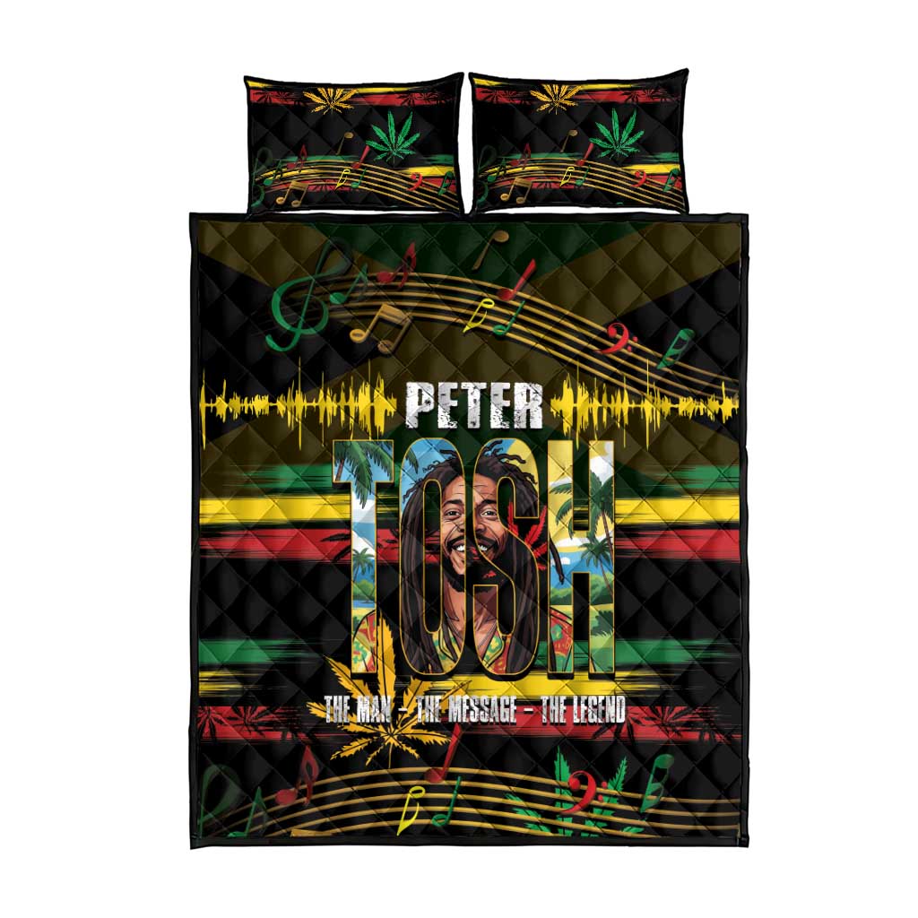 Jamaica Reggae Legend Tosh Quilt Bed Set Cannabis Pattern LT14