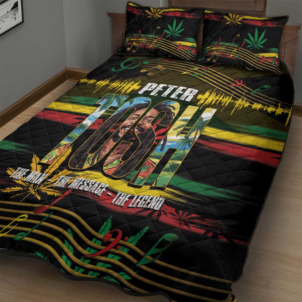 Jamaica Reggae Legend Tosh Quilt Bed Set Cannabis Pattern LT14