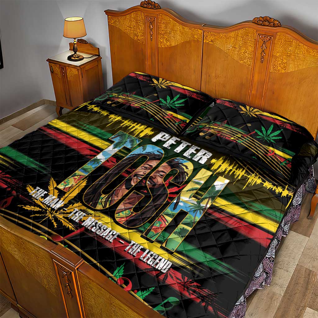 Jamaica Reggae Legend Tosh Quilt Bed Set Cannabis Pattern LT14