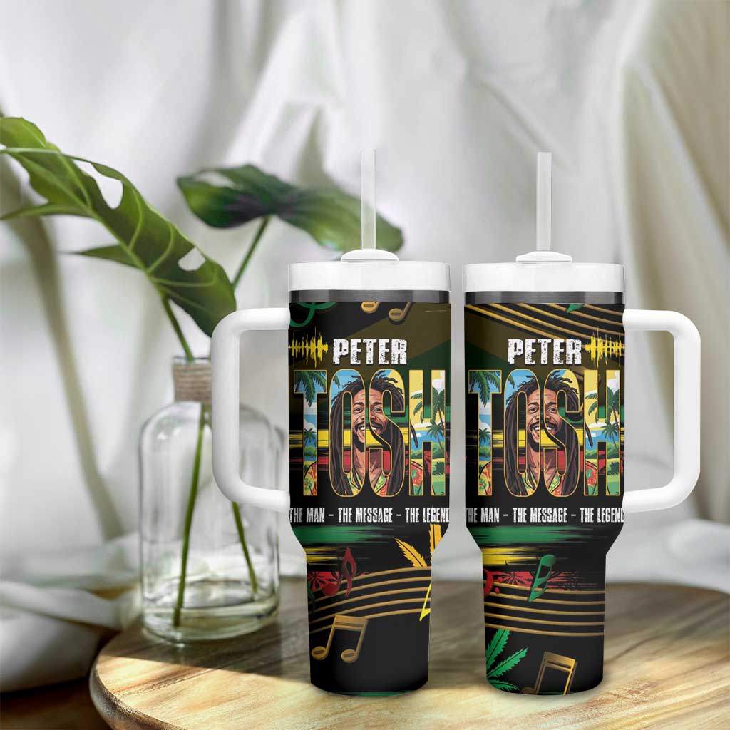 Jamaica Reggae Legend Tosh Tumbler With Handle Cannabis Pattern LT14
