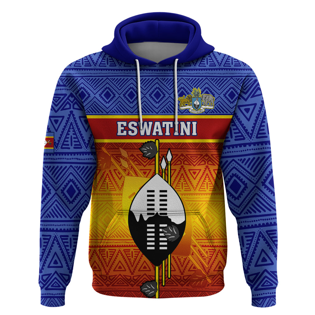 Eswatini Independence Day Hoodie Swaziland Nguni Shield Gradient African Pattern LT14