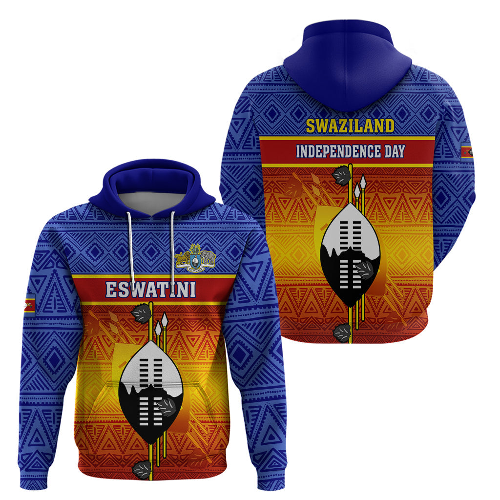 Eswatini Independence Day Hoodie Swaziland Nguni Shield Gradient African Pattern LT14