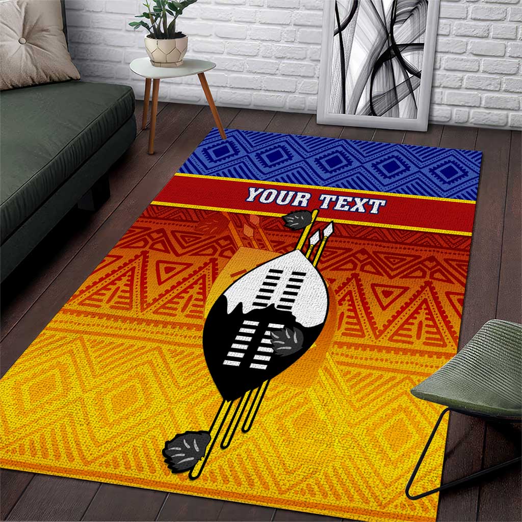 Personalised Eswatini Independence Day Area Rug Swaziland Nguni Shield Gradient African Pattern LT14