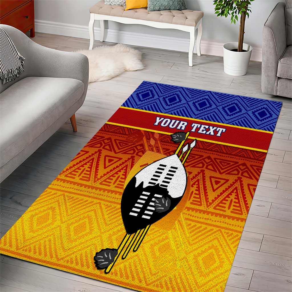 Personalised Eswatini Independence Day Area Rug Swaziland Nguni Shield Gradient African Pattern LT14