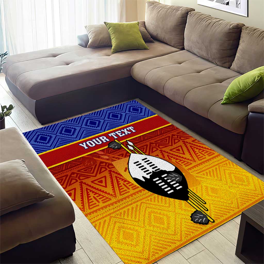 Personalised Eswatini Independence Day Area Rug Swaziland Nguni Shield Gradient African Pattern LT14
