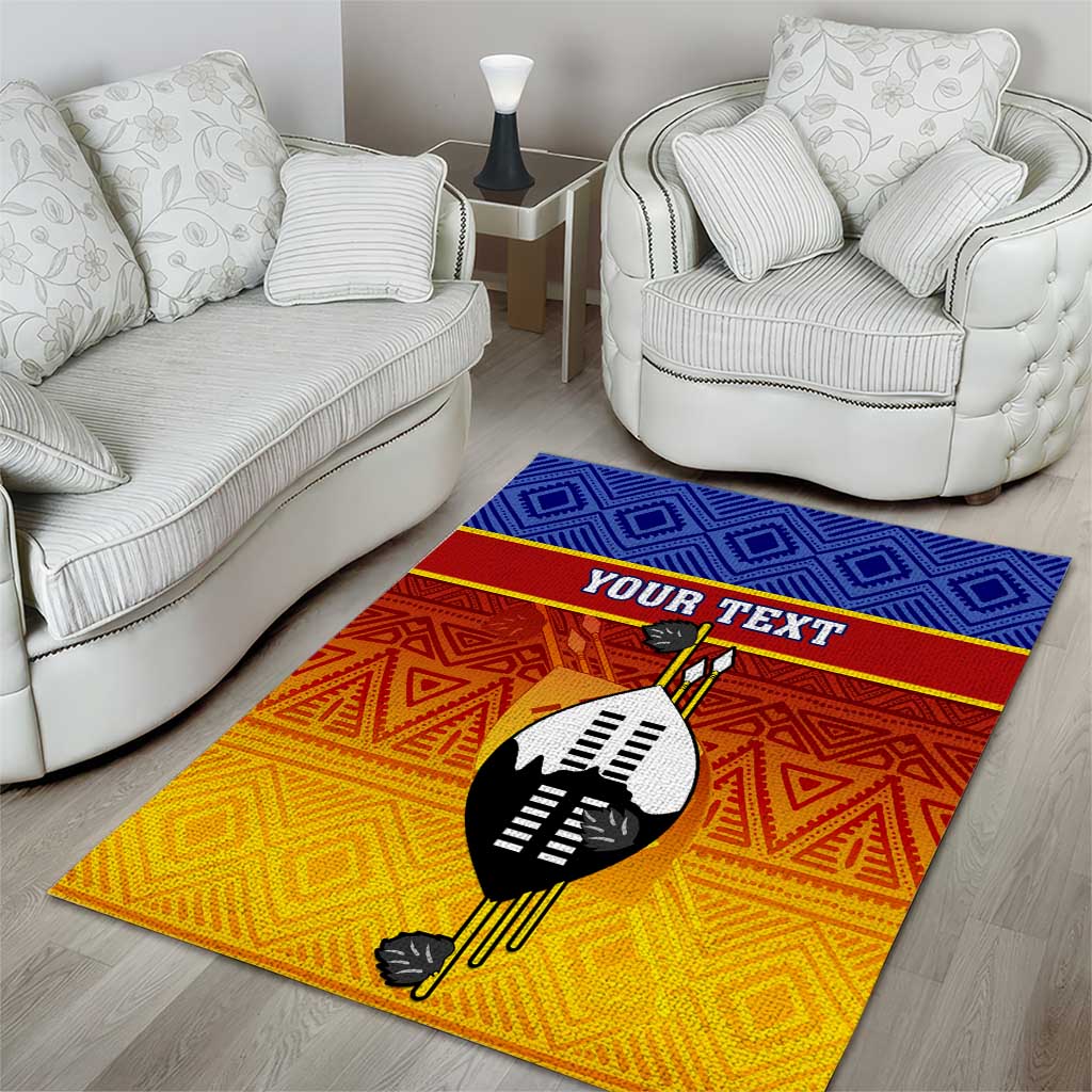Personalised Eswatini Independence Day Area Rug Swaziland Nguni Shield Gradient African Pattern LT14