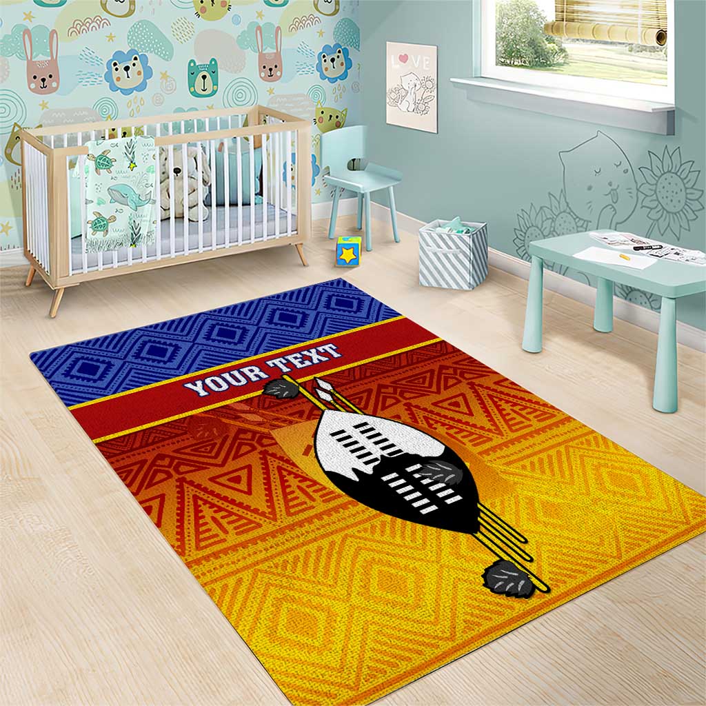 Personalised Eswatini Independence Day Area Rug Swaziland Nguni Shield Gradient African Pattern LT14