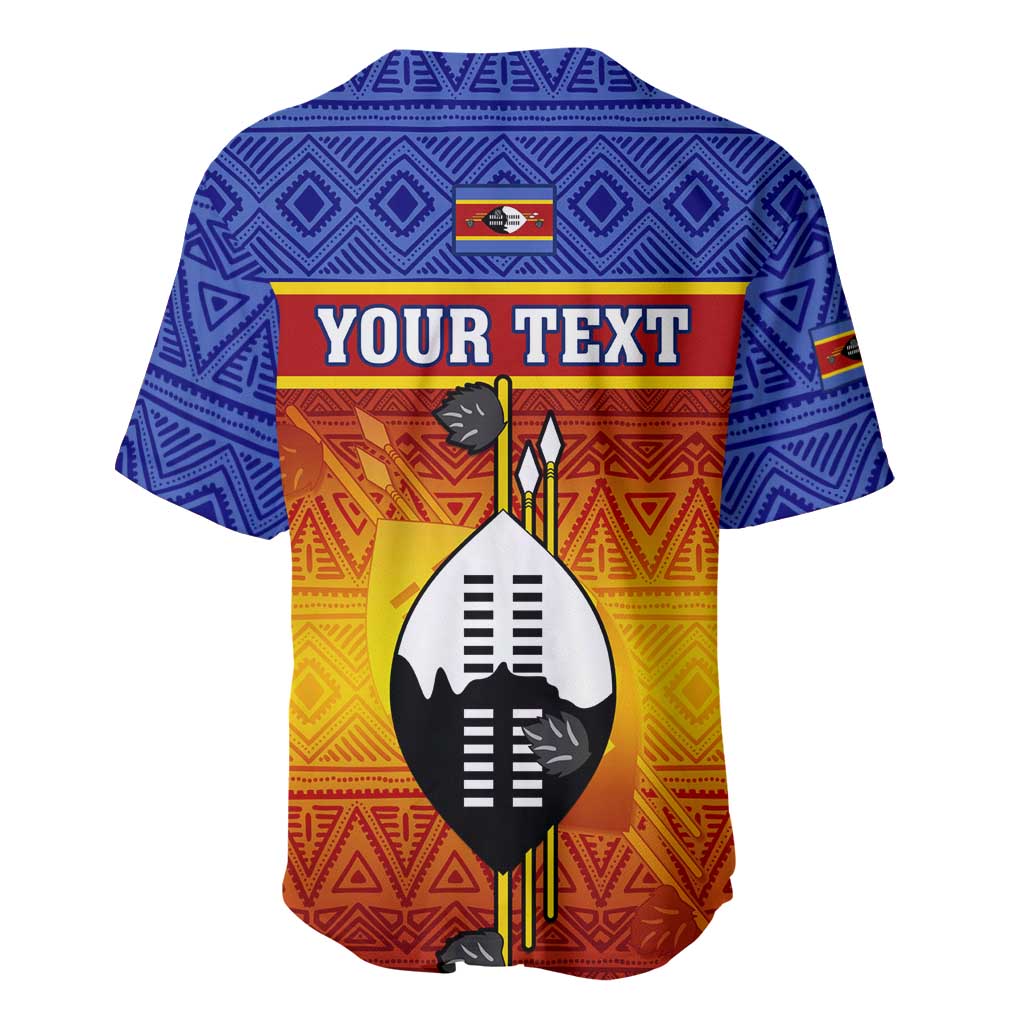 Personalised Eswatini Independence Day Baseball Jersey Swaziland Nguni Shield Gradient African Pattern LT14