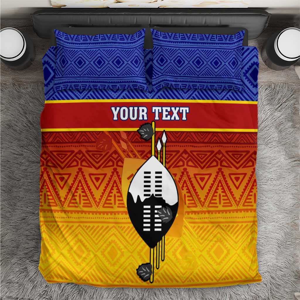 Personalised Eswatini Independence Day Bedding Set Swaziland Nguni Shield Gradient African Pattern LT14