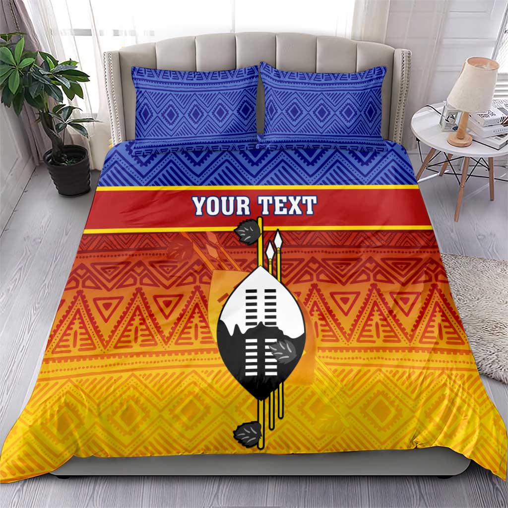 Personalised Eswatini Independence Day Bedding Set Swaziland Nguni Shield Gradient African Pattern LT14