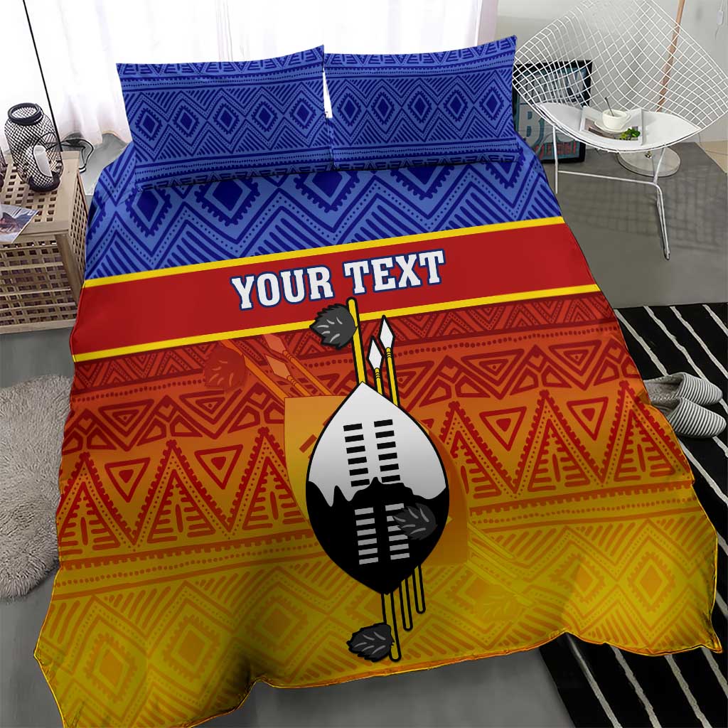 Personalised Eswatini Independence Day Bedding Set Swaziland Nguni Shield Gradient African Pattern LT14