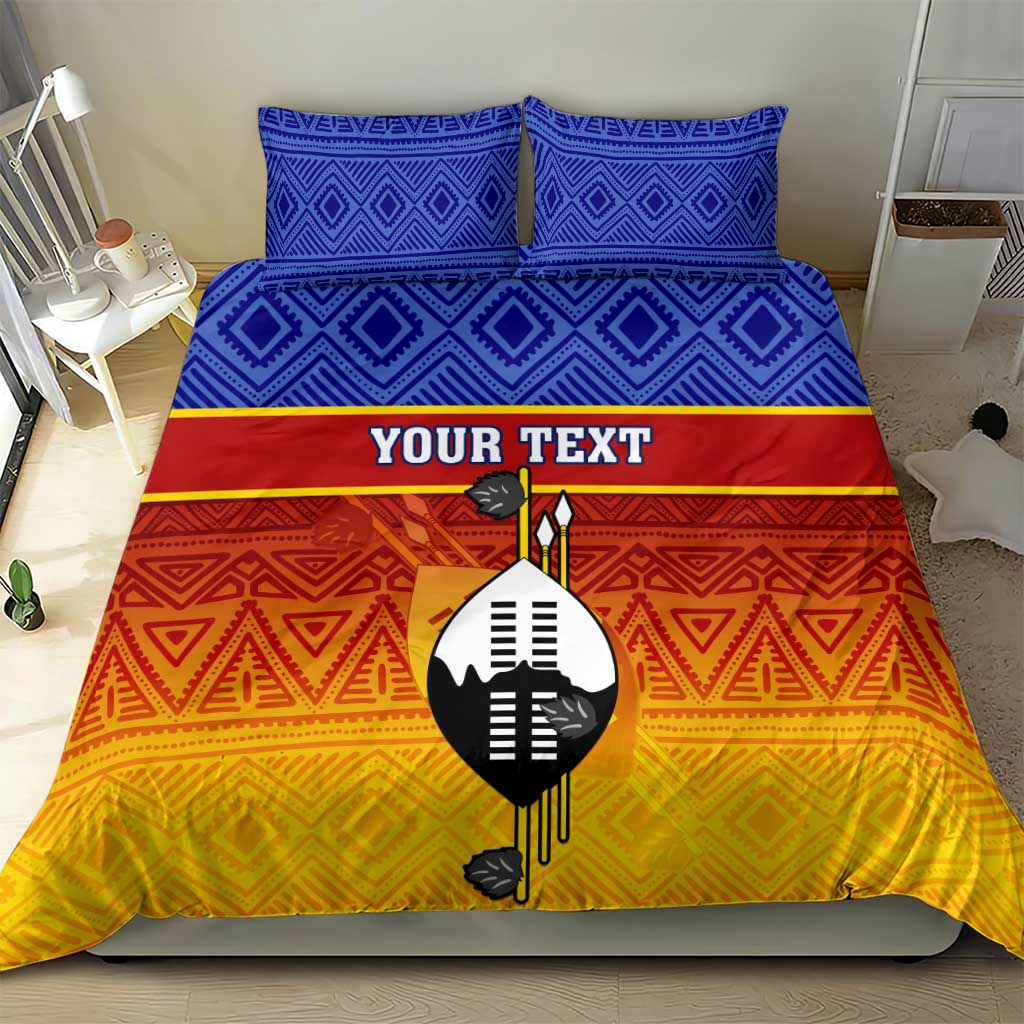 Personalised Eswatini Independence Day Bedding Set Swaziland Nguni Shield Gradient African Pattern LT14