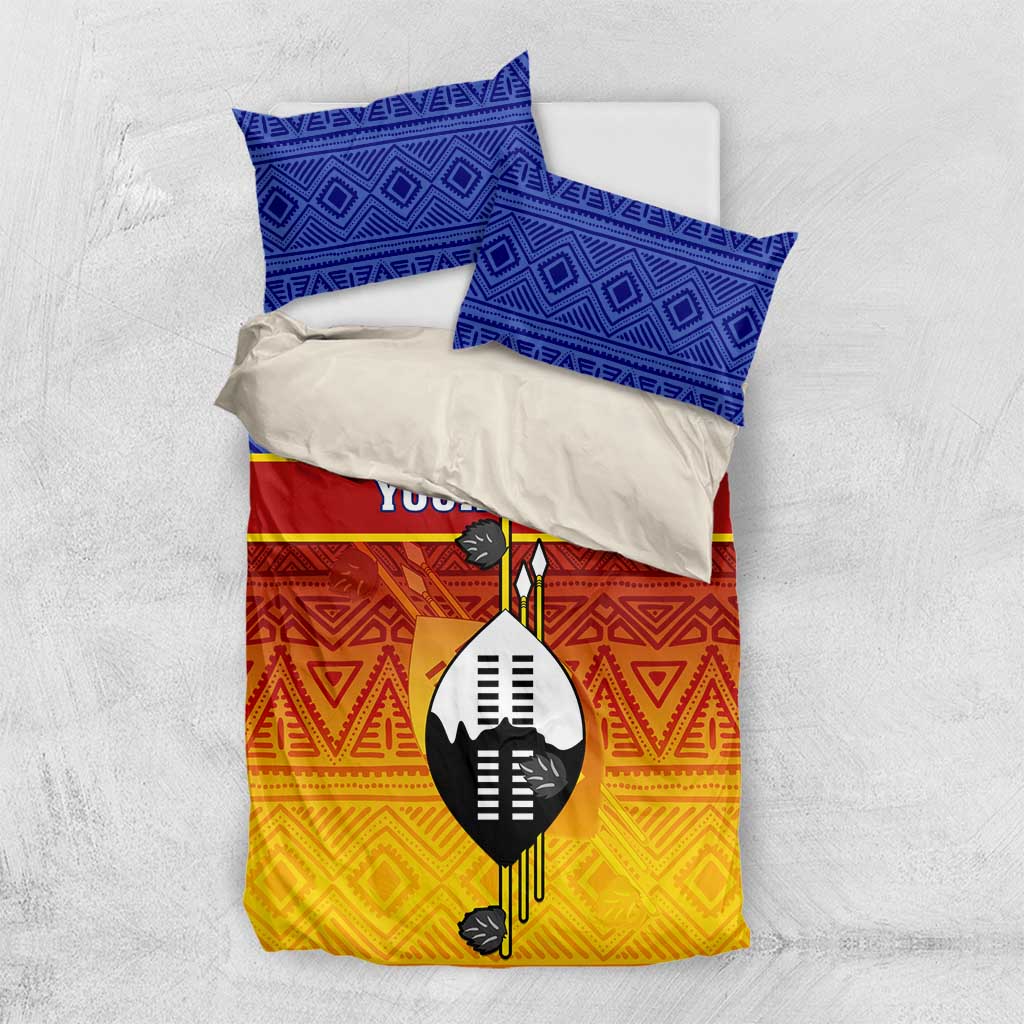 Personalised Eswatini Independence Day Bedding Set Swaziland Nguni Shield Gradient African Pattern LT14