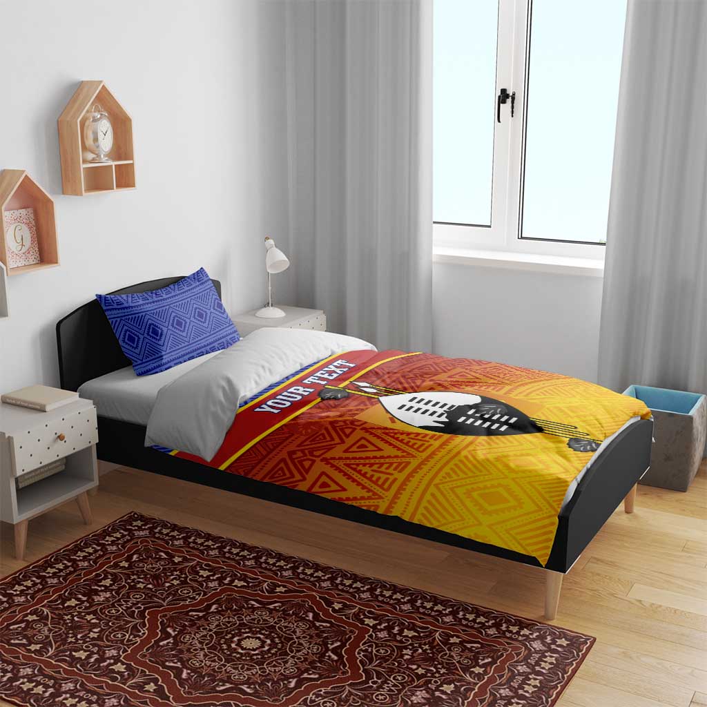 Personalised Eswatini Independence Day Bedding Set Swaziland Nguni Shield Gradient African Pattern LT14