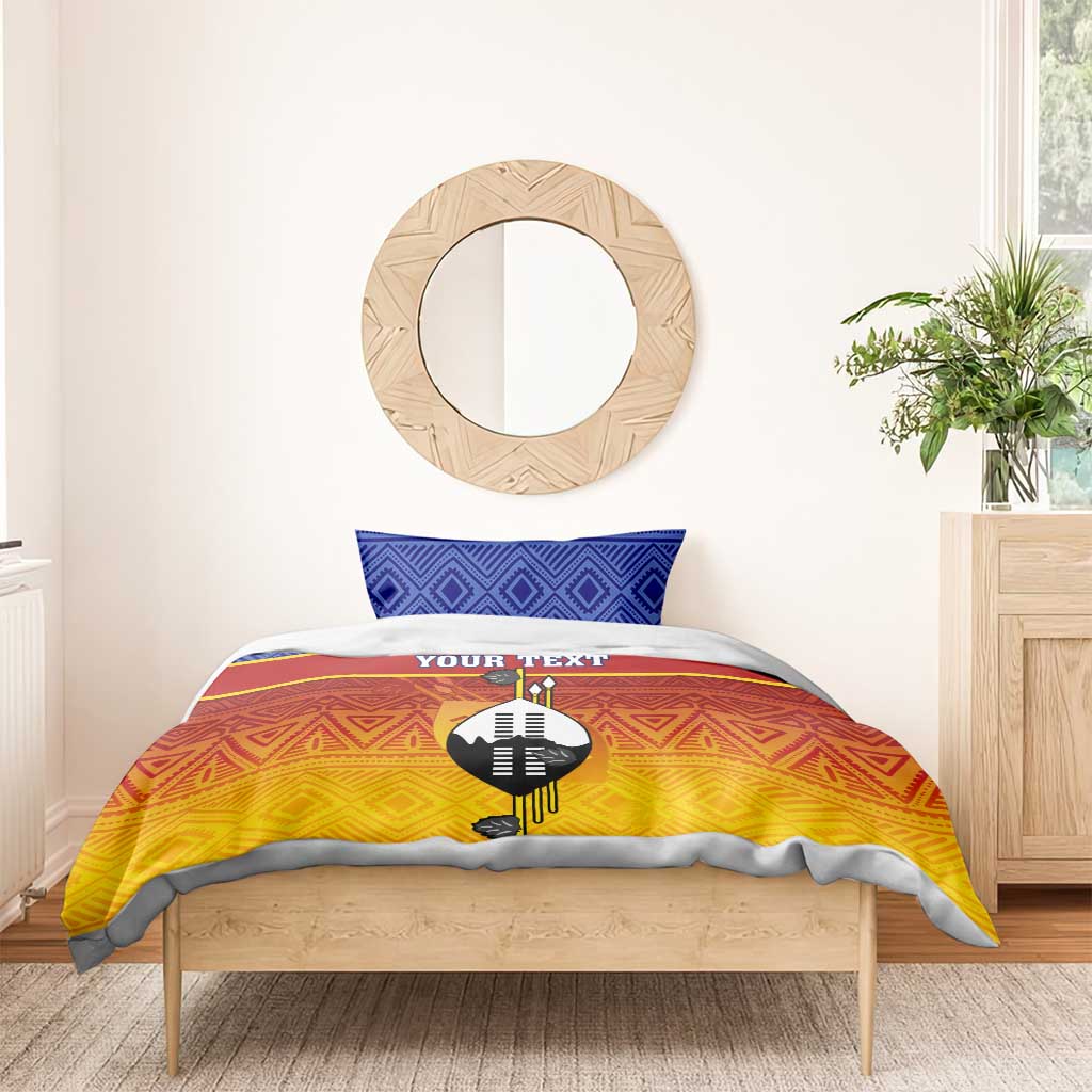 Personalised Eswatini Independence Day Bedding Set Swaziland Nguni Shield Gradient African Pattern LT14