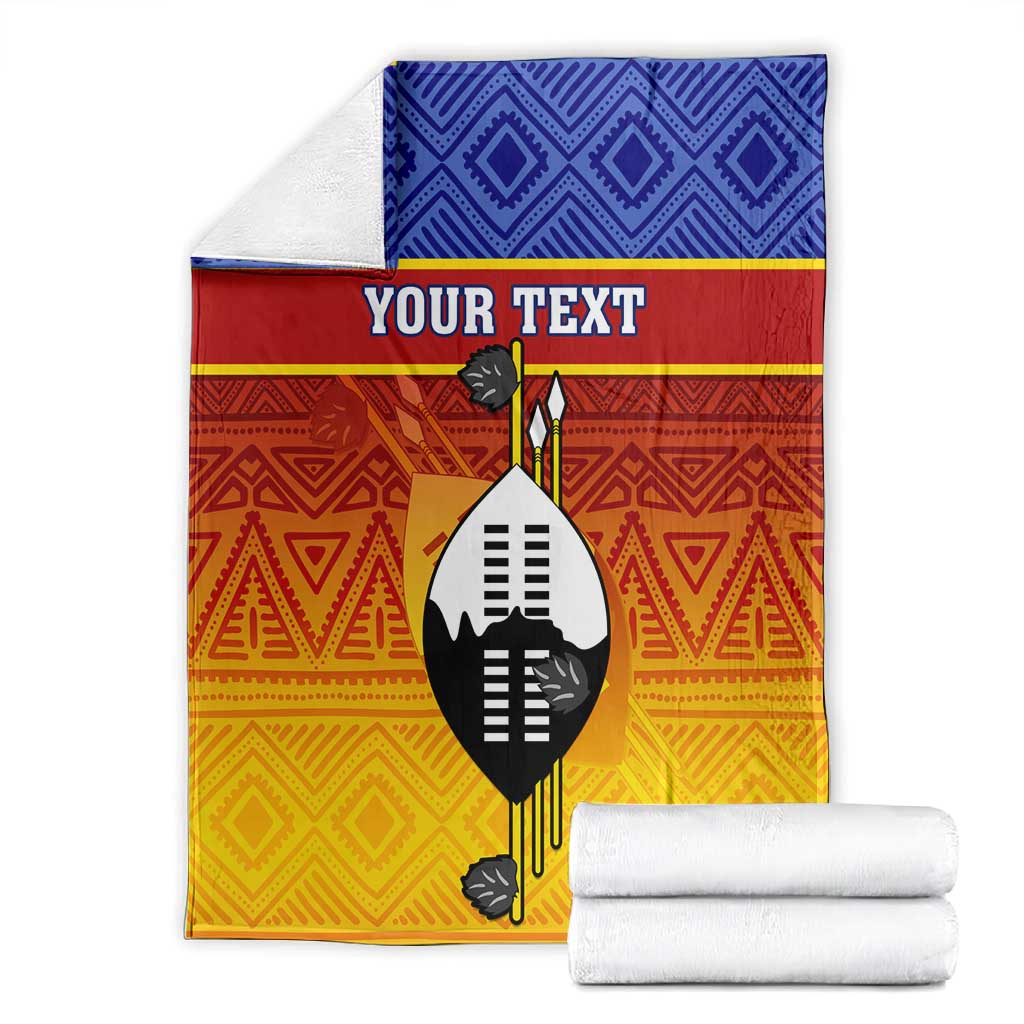 Personalised Eswatini Independence Day Blanket Swaziland Nguni Shield Gradient African Pattern LT14