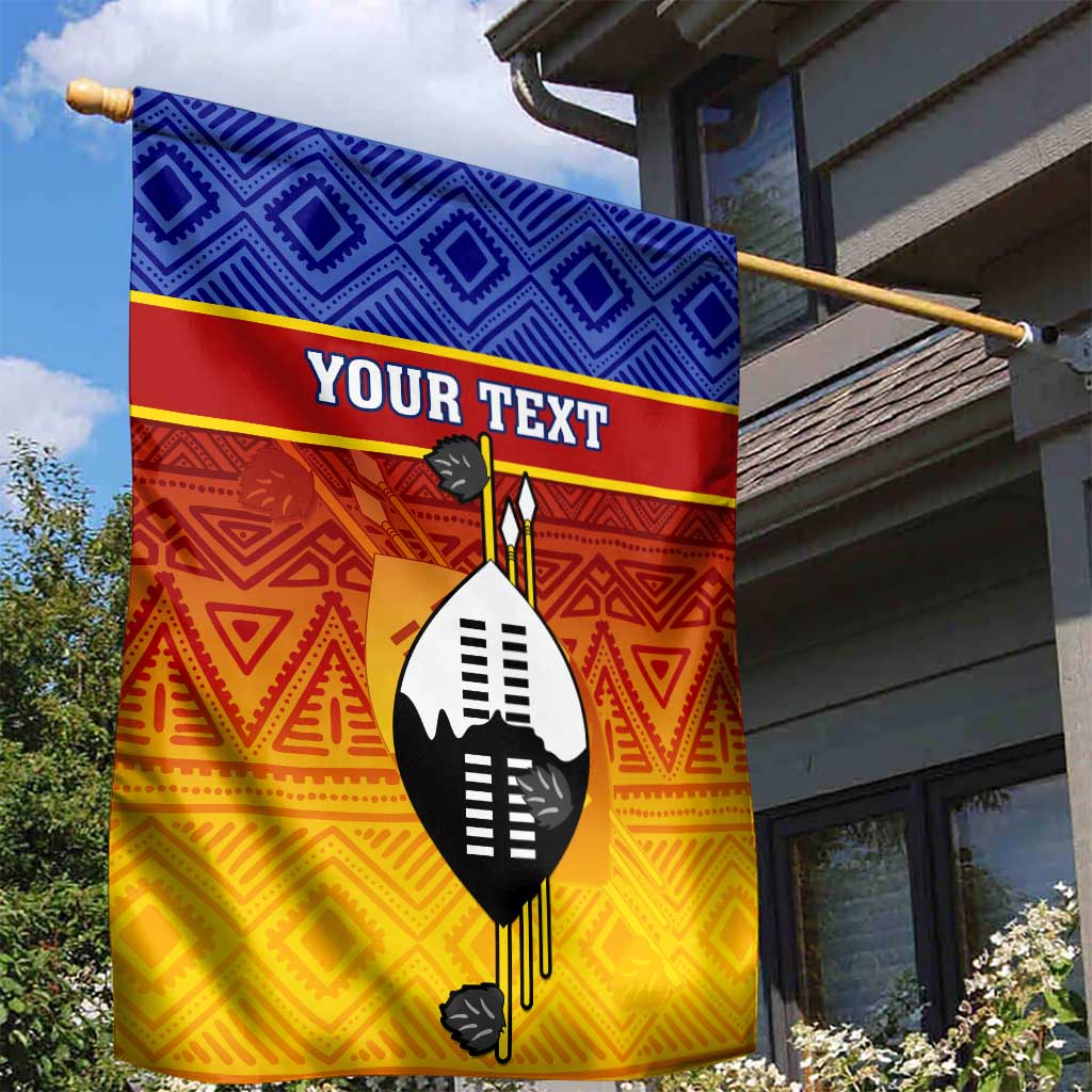 Personalised Eswatini Independence Day Garden Flag Swaziland Nguni Shield Gradient African Pattern LT14