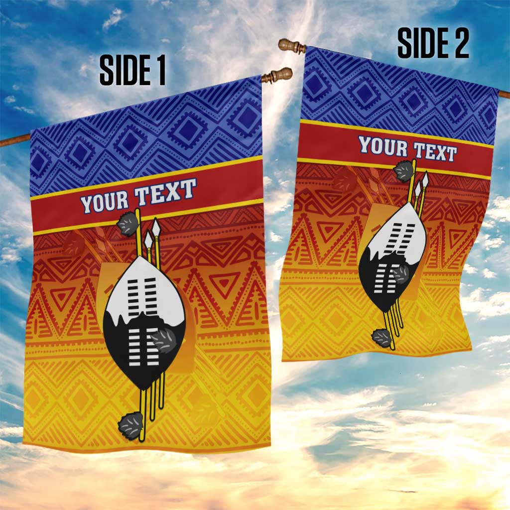 Personalised Eswatini Independence Day Garden Flag Swaziland Nguni Shield Gradient African Pattern LT14
