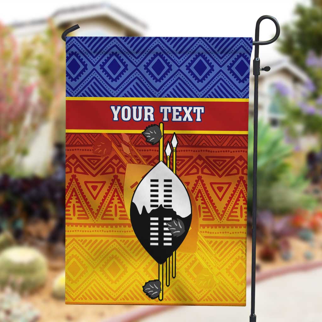 Personalised Eswatini Independence Day Garden Flag Swaziland Nguni Shield Gradient African Pattern LT14