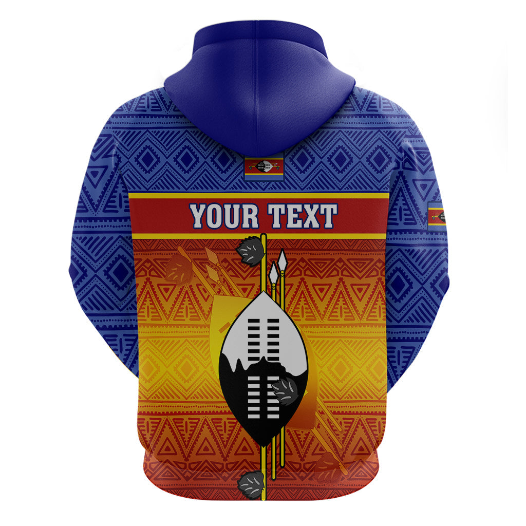 Personalised Eswatini Independence Day Hoodie Swaziland Nguni Shield Gradient African Pattern LT14