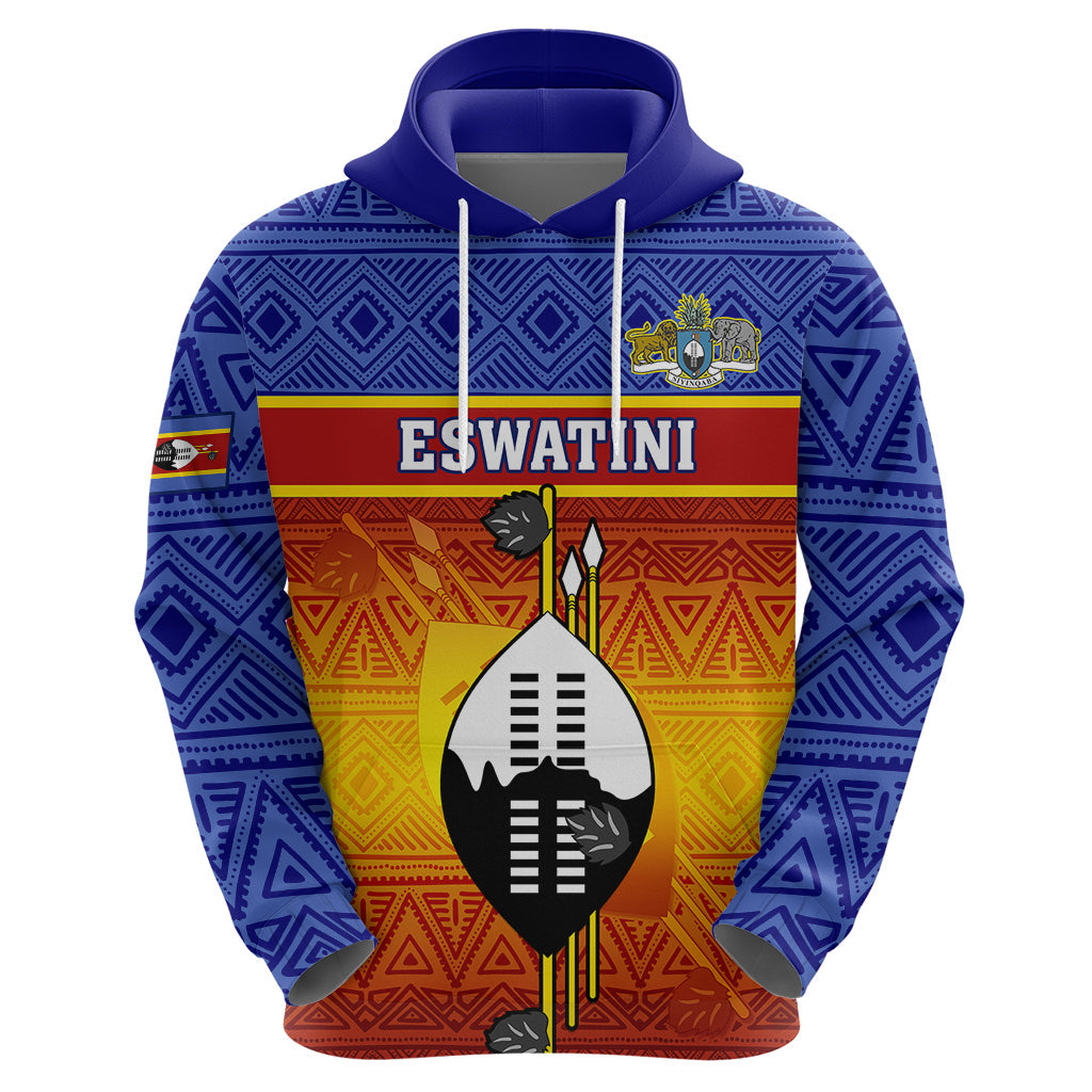 Personalised Eswatini Independence Day Hoodie Swaziland Nguni Shield Gradient African Pattern LT14