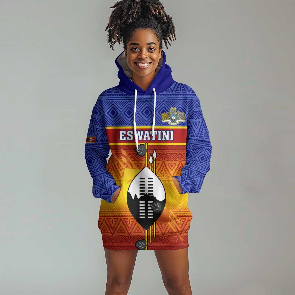 Personalised Eswatini Independence Day Hoodie Dress Swaziland Nguni Shield Gradient African Pattern LT14