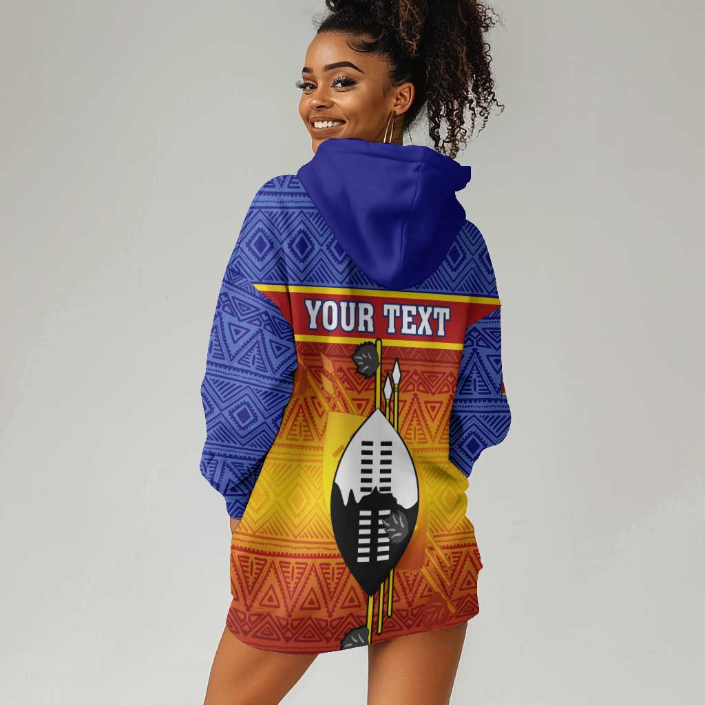 Personalised Eswatini Independence Day Hoodie Dress Swaziland Nguni Shield Gradient African Pattern LT14