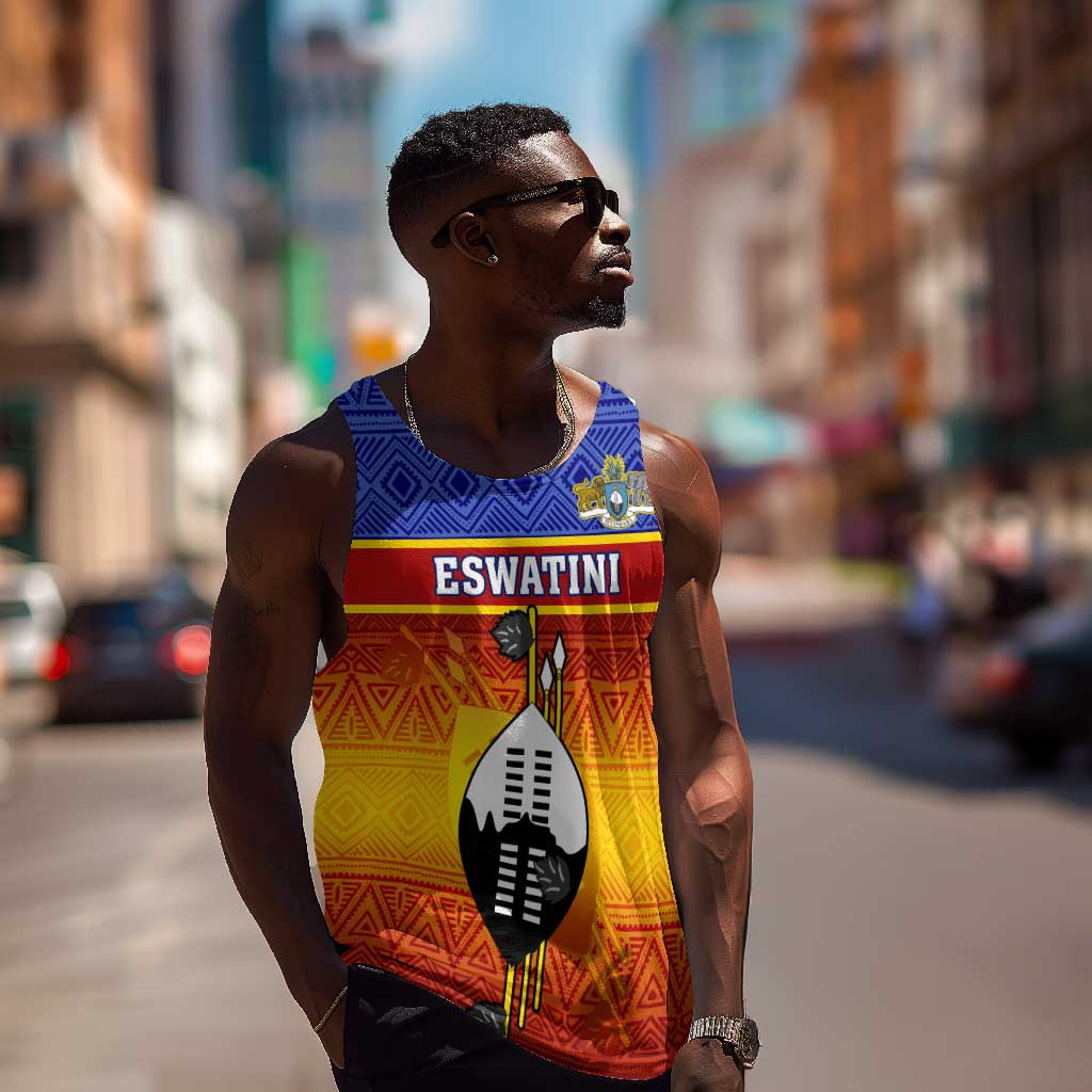 Personalised Eswatini Independence Day Men Tank Top Swaziland Nguni Shield Gradient African Pattern LT14