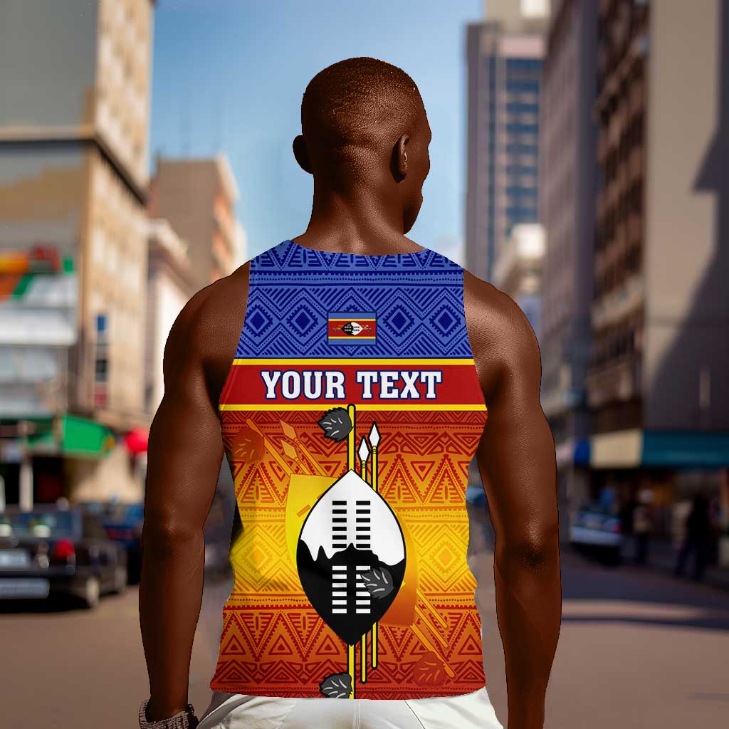 Personalised Eswatini Independence Day Men Tank Top Swaziland Nguni Shield Gradient African Pattern LT14