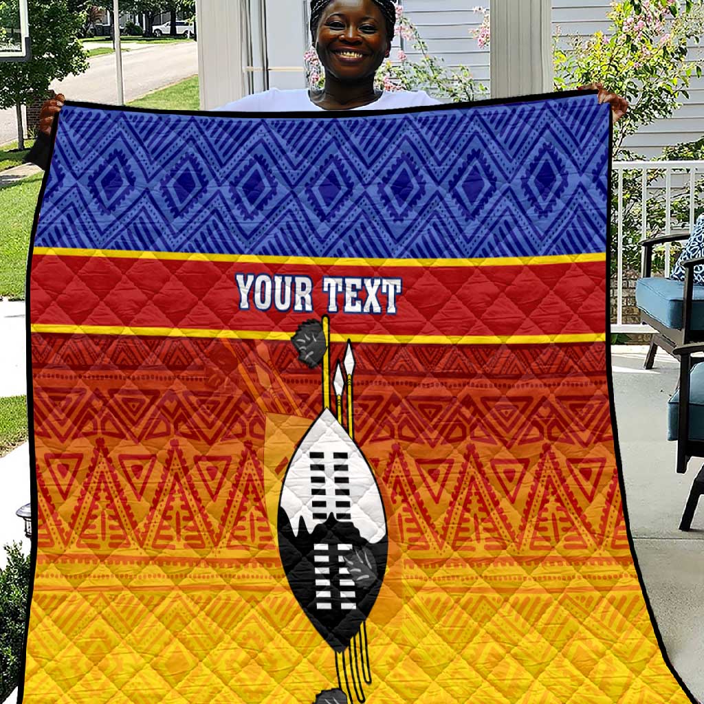 Personalised Eswatini Independence Day Quilt Swaziland Nguni Shield Gradient African Pattern LT14