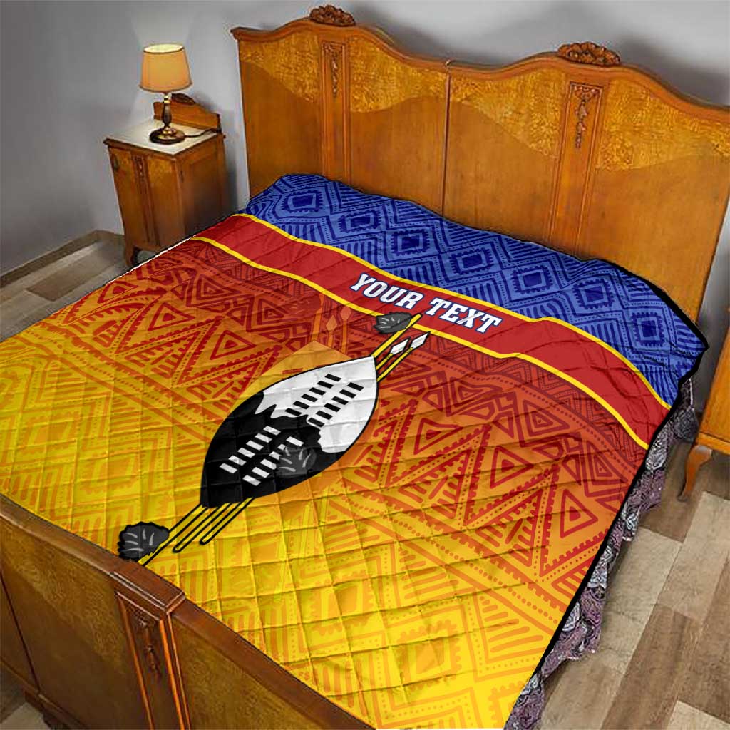 Personalised Eswatini Independence Day Quilt Swaziland Nguni Shield Gradient African Pattern LT14