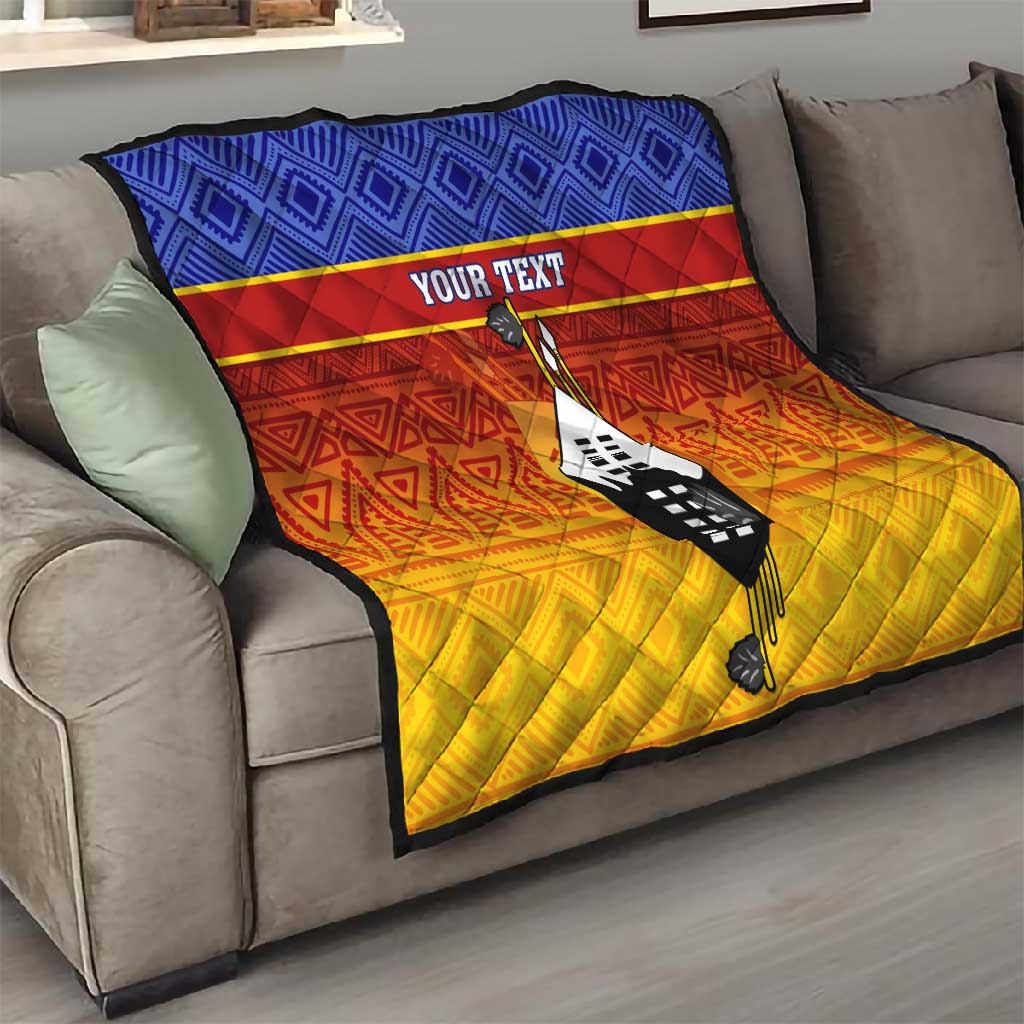 Personalised Eswatini Independence Day Quilt Swaziland Nguni Shield Gradient African Pattern LT14