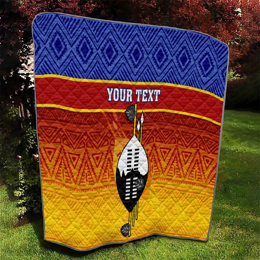 Personalised Eswatini Independence Day Quilt Swaziland Nguni Shield Gradient African Pattern LT14