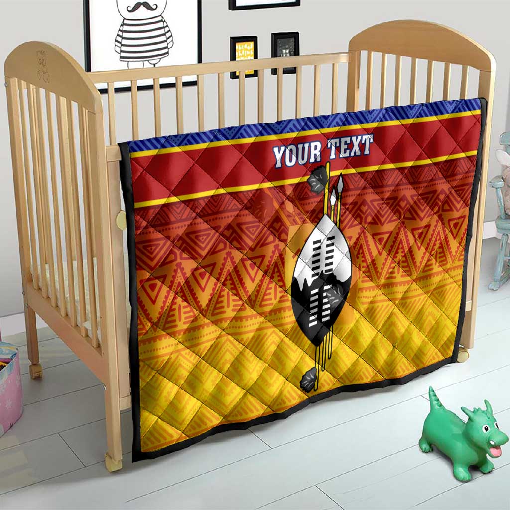 Personalised Eswatini Independence Day Quilt Swaziland Nguni Shield Gradient African Pattern LT14