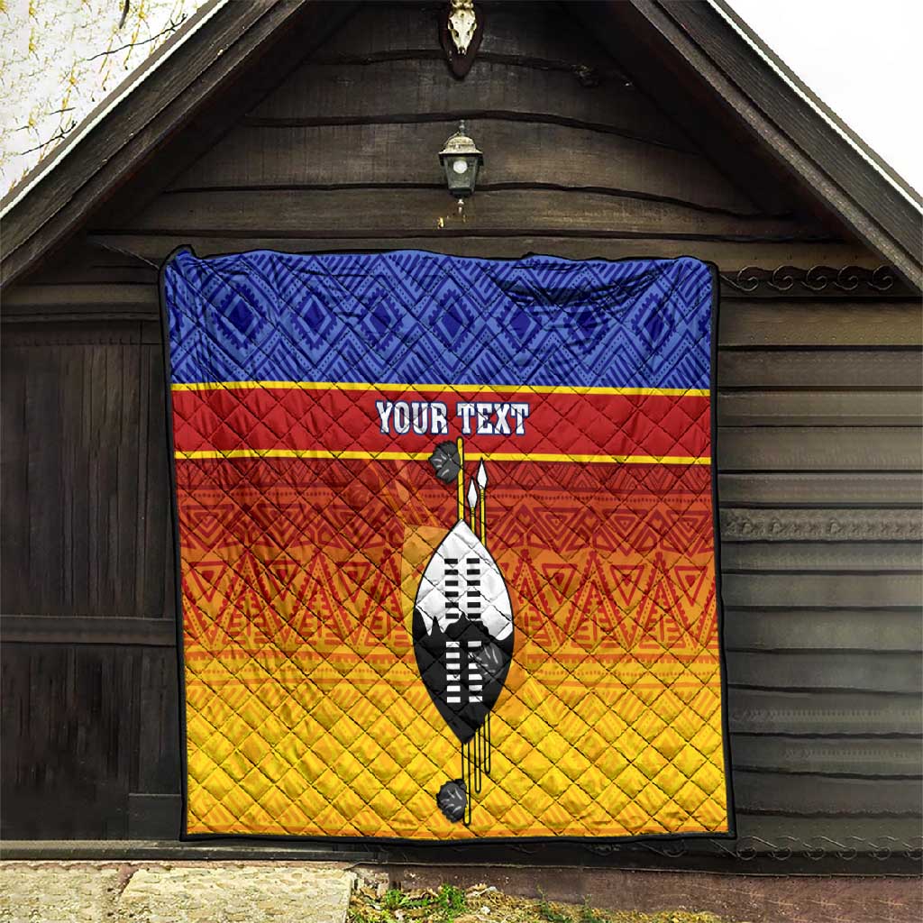 Personalised Eswatini Independence Day Quilt Swaziland Nguni Shield Gradient African Pattern LT14