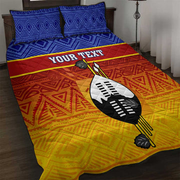 Personalised Eswatini Independence Day Quilt Bed Set Swaziland Nguni Shield Gradient African Pattern LT14
