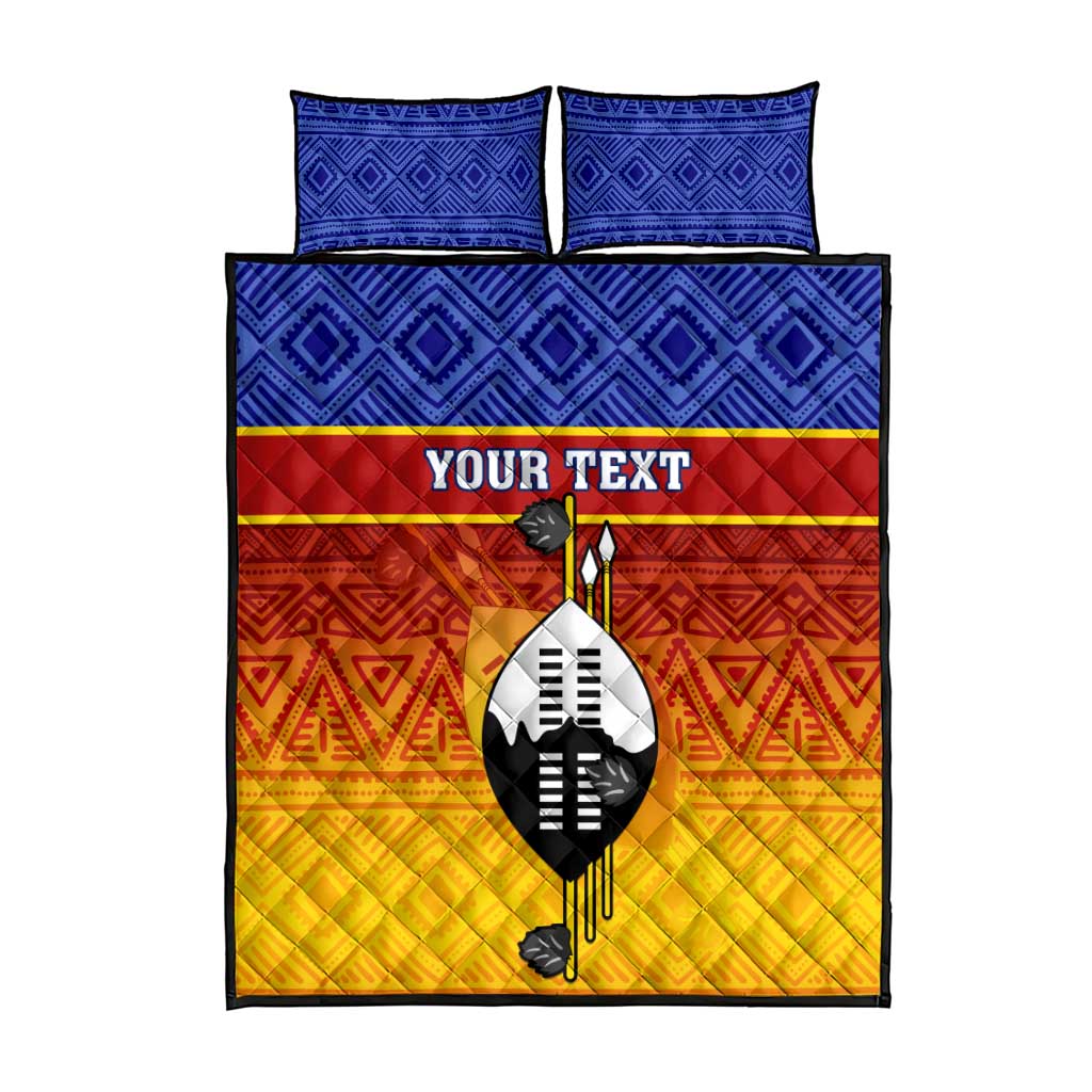 Personalised Eswatini Independence Day Quilt Bed Set Swaziland Nguni Shield Gradient African Pattern LT14