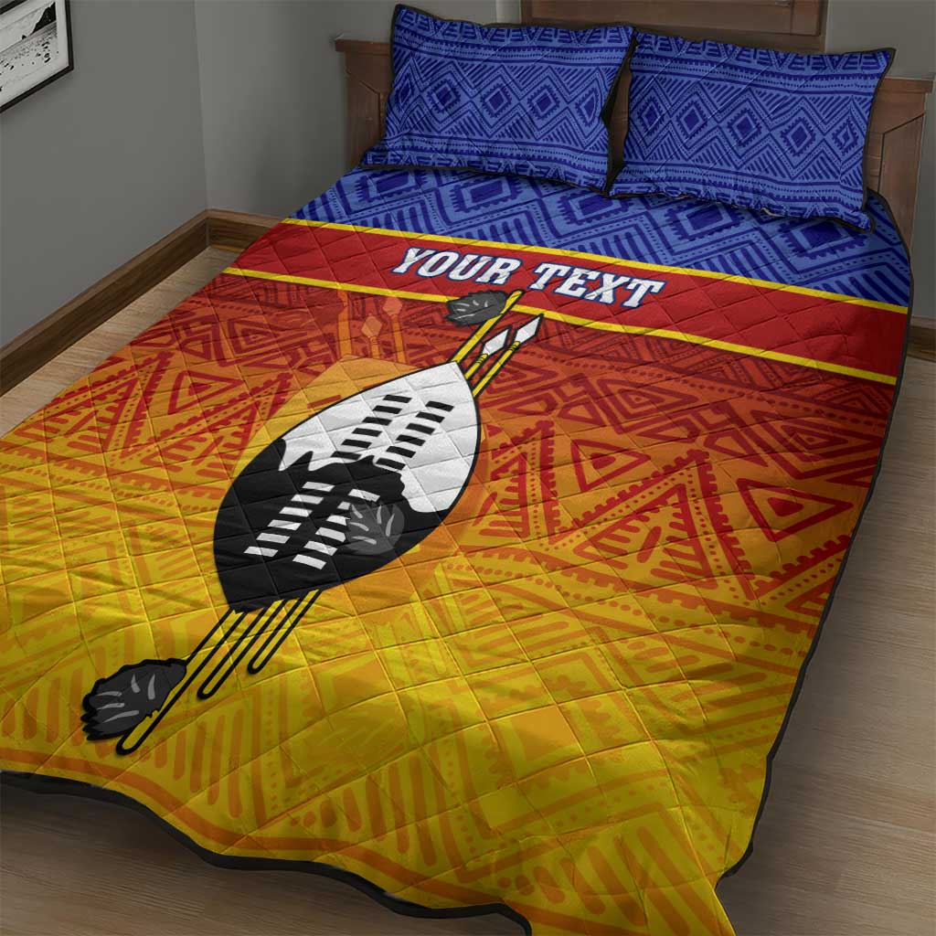 Personalised Eswatini Independence Day Quilt Bed Set Swaziland Nguni Shield Gradient African Pattern LT14