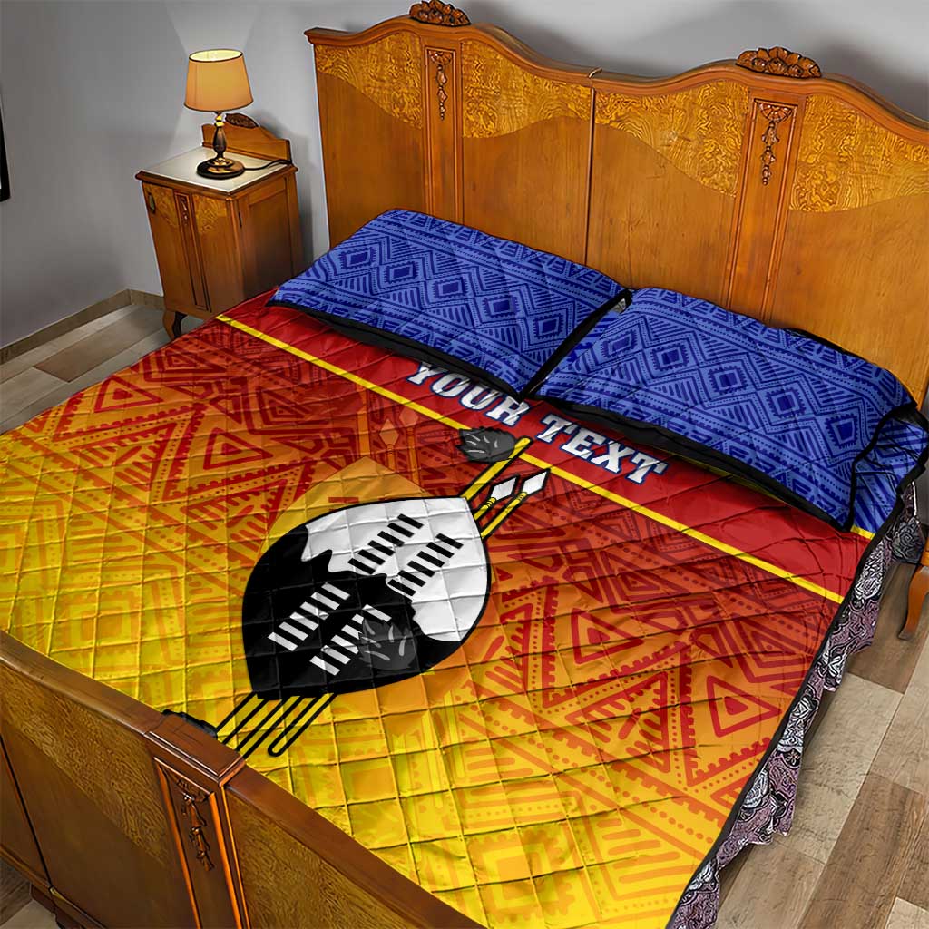 Personalised Eswatini Independence Day Quilt Bed Set Swaziland Nguni Shield Gradient African Pattern LT14