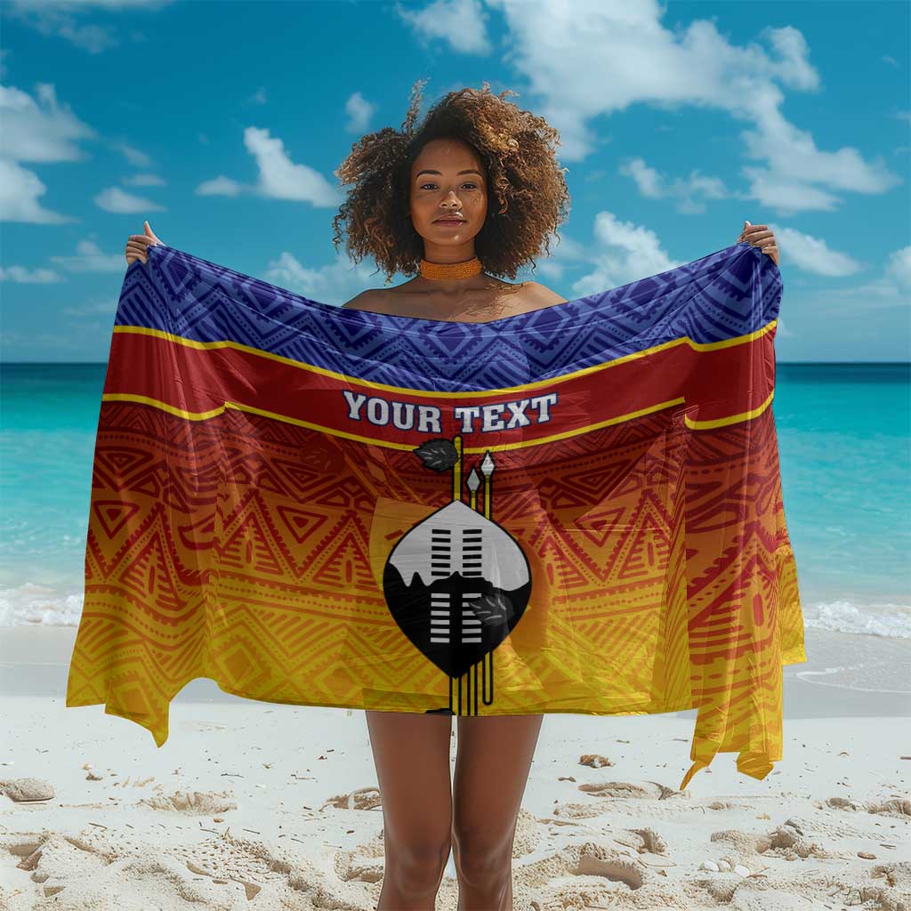 Personalised Eswatini Independence Day Sarong Swaziland Nguni Shield Gradient African Pattern LT14