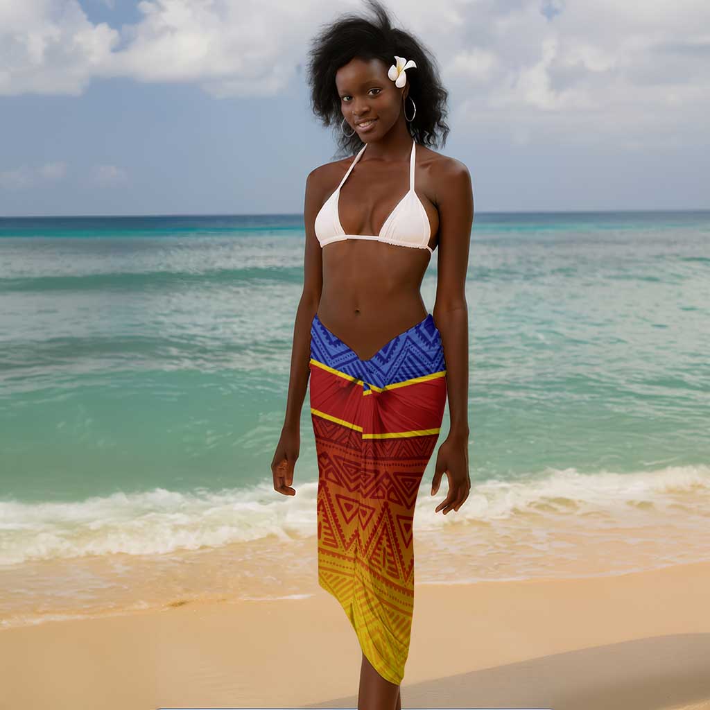 Personalised Eswatini Independence Day Sarong Swaziland Nguni Shield Gradient African Pattern LT14