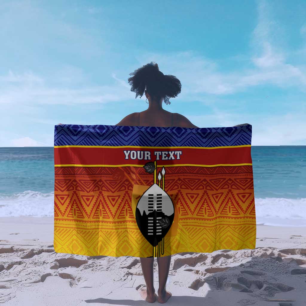 Personalised Eswatini Independence Day Sarong Swaziland Nguni Shield Gradient African Pattern LT14