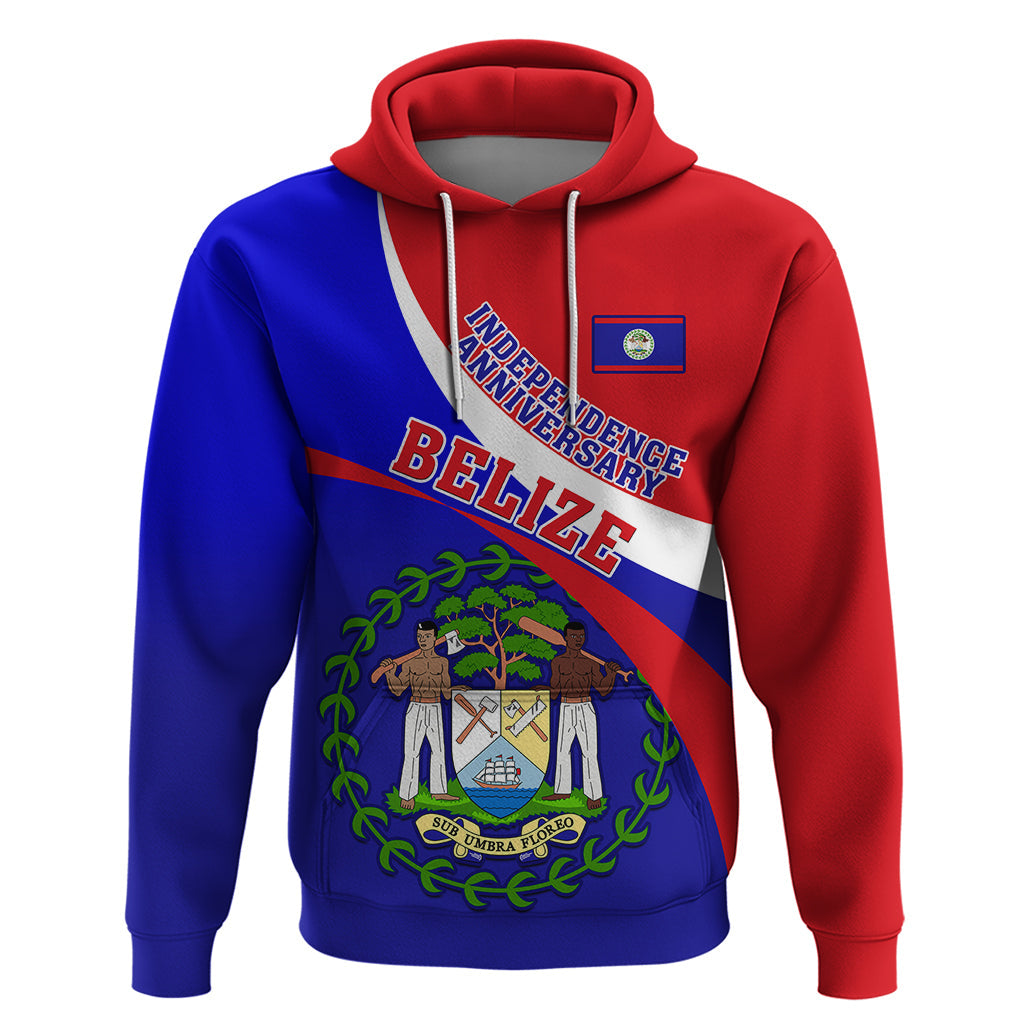 Belize Independence Day Hoodie Coat Of Arms Curve Style LT14