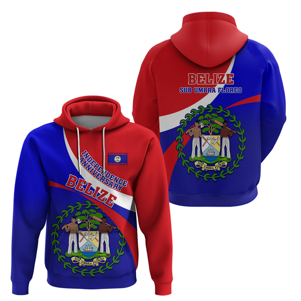 Belize Independence Day Hoodie Coat Of Arms Curve Style LT14