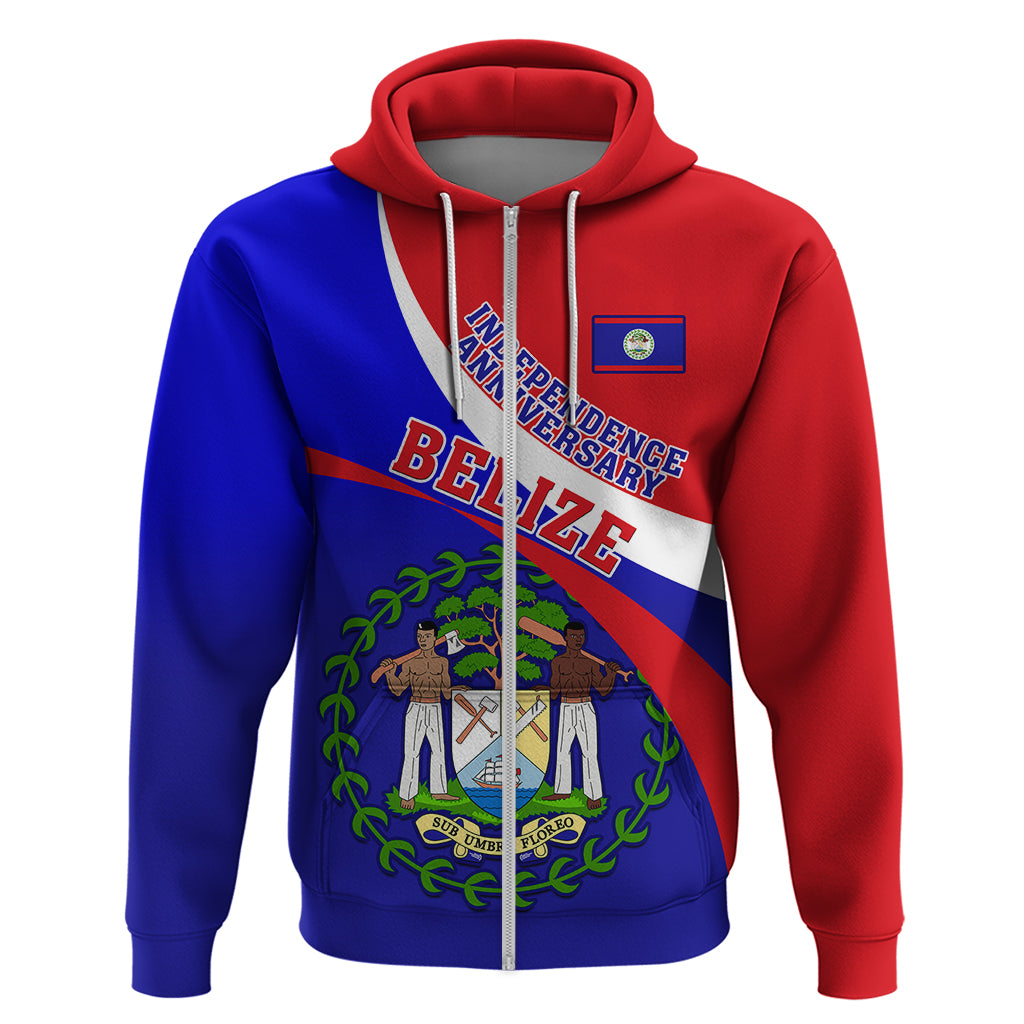 Belize Independence Day Hoodie Coat Of Arms Curve Style LT14