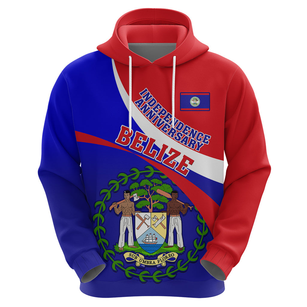 Belize Independence Day Hoodie Coat Of Arms Curve Style LT14